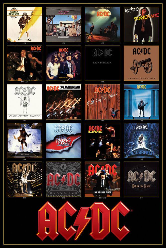 AC/DC Discography Poster 24" X 36"