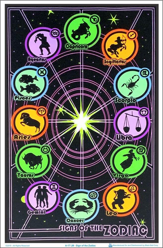 Signs Of The Zodiac Black Light Poster 23" X 35"