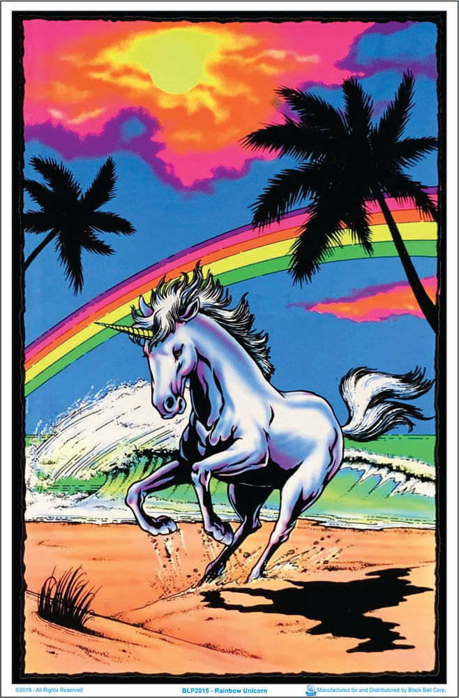 Rainbow UNICORN Black Light Poster - 23'' X 35''