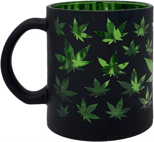 Black Frosted - Green Leaves 16oz Coffee MUG - 3 Pack