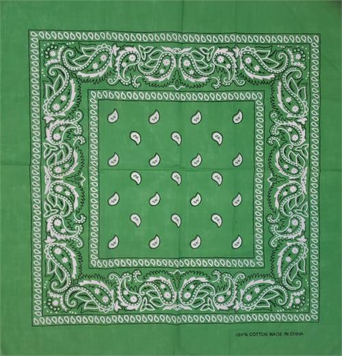 Paisley BANDANA Green 21'' x 21'' - Cotton