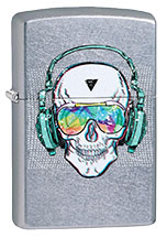 Skull HEADPHONE Design Street Chrome Zippo Lighter