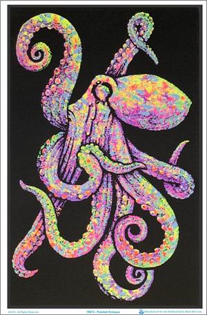 ''Painted Octopus Flocked Black Light POSTER - 23'''' X 35''''''