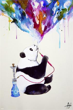 ''Panda Bear HOOKAH by: Marc Allante Poster - 24'''' X 36''''''