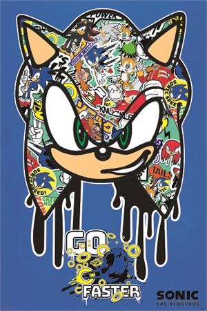''Sonic The Hedgehog- Go Faster - Graffiti POSTER - 24'''' x 36''''''
