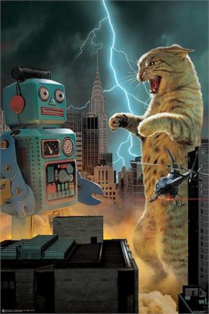''Cat vs Robot POSTER - 24'''' x 36''''''