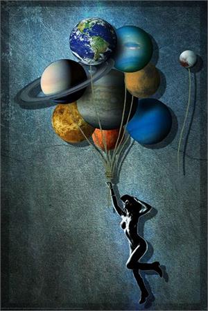 ''Cosmic COWGIRL by Daveed Benito Poster - 24'''' x 36''''''