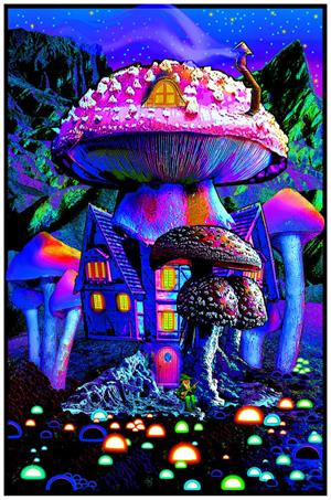 ''Mushroom House - Non-Flocked Blacklight POSTER 24'''' x 36''''''