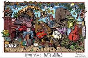 ''Party Animals by Howard Teman POSTER - 36''''  24''''''