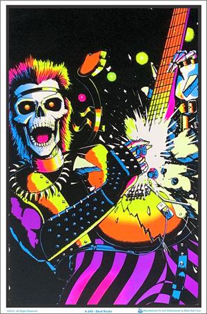 ''SKULL Rocks Guitarist Black Light Poster - 23'''' X 35''''''