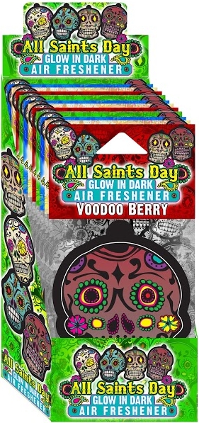 All SAINTS Day - Glow in the Dark Voodoo Berry Air Freshener Display 12 Ct