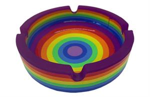 ''RAINBOW Novelty Glass Ashtray - 4.25'''' Diameter - 3 pack''