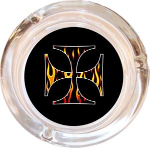 ''Flaming Iron Cross Ashtray - 4'''' Diameter''