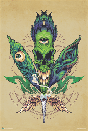 ''Pot Leaf SKULL by: Flylan Designs Poster - 24'''' x 36''''''