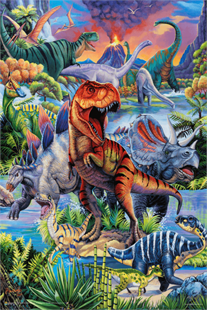 ''Dinosaurs By Jenny Newland Poster - 24'''' X 36''''''