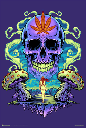 ''Purple Cannabis SKULL by Flyland Designs Poster  - 24'''' x 36''''''