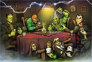''Monsters Playing Poker by Big Chris Poster - 36'''' x 24''