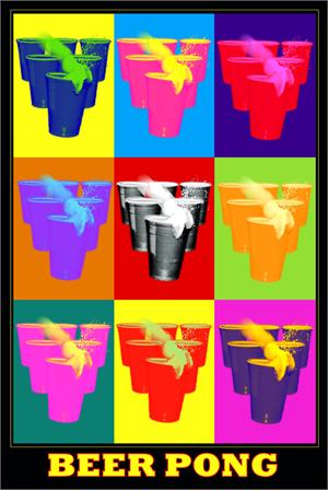 ''Beer Pong Pop Art  POSTER - 24'''' X 36''''''