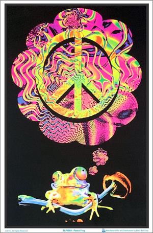 ''Mushroom Peace FROG Black Light Poster - 23'''' X 35''''''