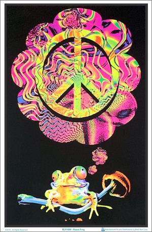 ''Mushroom Peace Frog Black Light POSTER - 23'''' X 35''''''