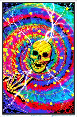 ''Spiral SKULL Black Light Poster - 23'''' X 35''''''