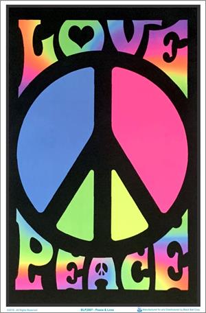 ''PEACE & Love Retro Black Light Poster - 23'''' X 35''''''