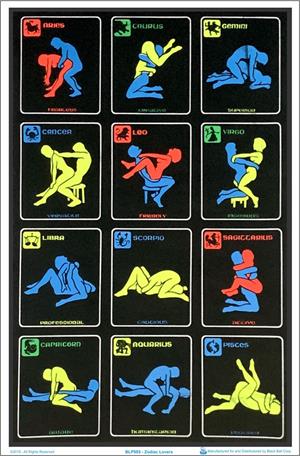 ''Zodiac Positions Black Light POSTER - 23'''' X 35''''''