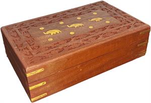 Mango WOOD Box with Brass Inlay