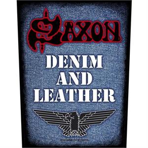 ''Saxon - DENIM and Leather - 14'''' x 11'''' Printed Back Patch''