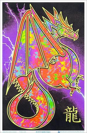 ''Splatter Dragon Flocked Blacklight POSTER - 23'''' x 35''''''