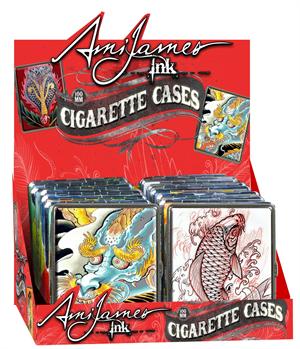 Ami James Ink Leather CIGARETTE Case Display - 100's - 12 Ct.