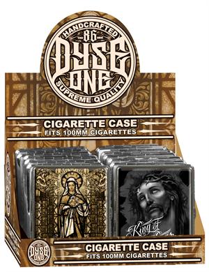 Dyse One Graffiti Religious Styles LEATHER Cigarette Case Display - 100's - 12 Ct.