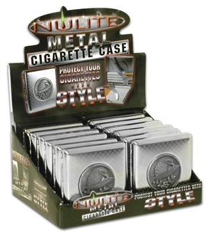 Metal CIGARETTE Case W/ Emblem Display - Nulite Brand - 12 Ct.