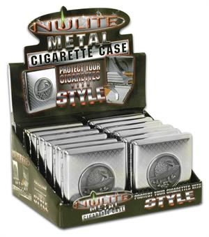 Metal CIGARETTE CASE W/ Emblem Display - Nulite Brand - 12 Ct.