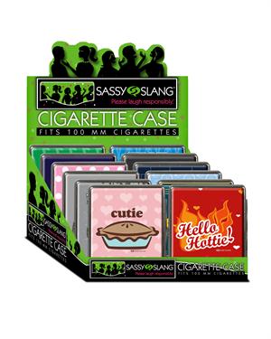 Sassy Slang Series B Deluxe Leather CIGARETTE Case Display - 100's - 12 Ct.