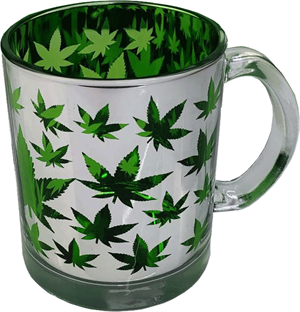 Metallic Silver - Green Leaves 16oz COFFEE Mug - 3 Pack