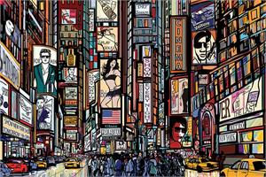 ''Illustrated Time Square POSTER - 36'''' x 24''''''