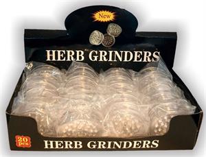 Plastic 3 Part TOBACCO Grinder - Diamond Cut - Asst. Colors - 20 PIECE DISPLAY