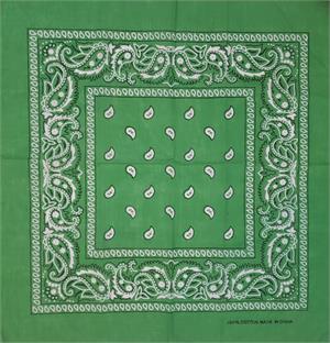 ''Paisley BANDANA Green 21'''' x 21'''' - Cotton''