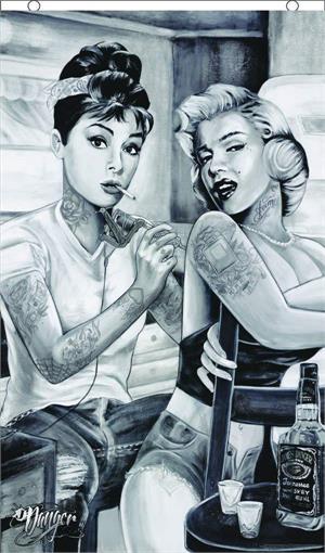 Marilyn & Audrey Tattoo by James Danger Harvey Fly FLAG