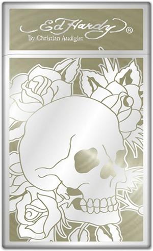 ''Ed Hardy Enzo Silver Plated ''''Skull'''' Electronic Torch LIGHTER (Subject To Hazmat Fee)''