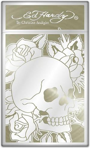 ''Ed Hardy Enzo Silver Plated ''''SKULL'''' Electronic Torch Lighter (Subject To Hazmat Fee)''