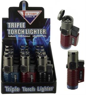 Metal Jet Burner Triple Torch - 12 Per Box - Triple Flame - (Subject To Hazmat Fee)