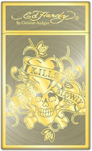 Ed Hardy Enzo Gold Plated 'Love Kills Slowly' ELECTRONIC Torch Lighter (Subject To Hazmat Fee)