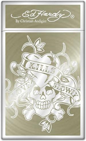 ED HARDY Enzo Silver PlatED 'Love Kills Slowly' Electronic Torch Lighter (Subject To Hazmat Fee)