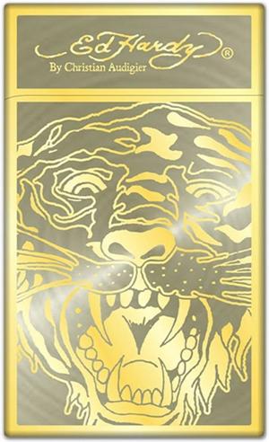 ''Ed Hardy Enzo Gold Plated ''''Tiger'''' ELECTRONIC Torch Lighter (Subject To Hazmat Fee)''