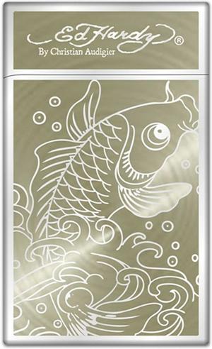 ''Ed Hardy Enzo Silver Plated ''''Koy Fish'''' Electronic Torch LIGHTER (Subject To Hazmat Fee)''