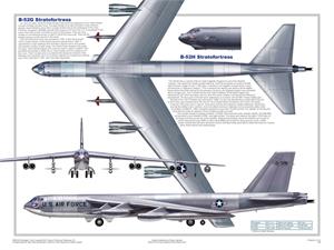 B-52 Three Views Military Airplane Educational POSTER 24x18