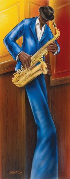 ''Jazz 1 Sax Slim Print By: Magrini - 12'''' X 36''''''