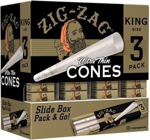 Zig-Zag Ultra-Thin King Size Cones Promo Display - 36 Packs (3 Cones per pack)